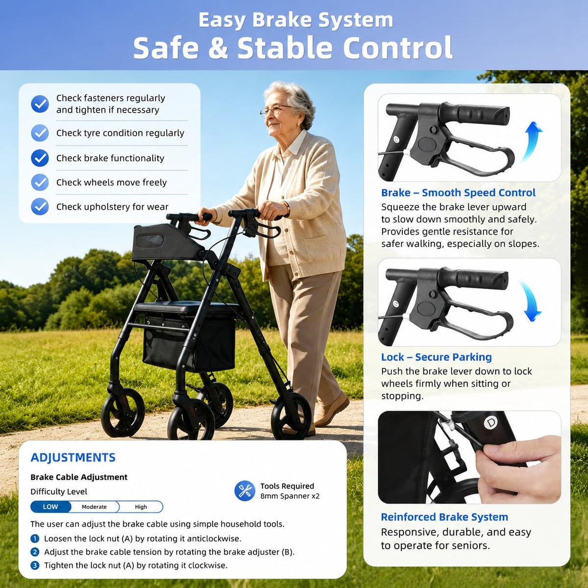 Rollator Walker with Seat 350 lb Capacity M55824