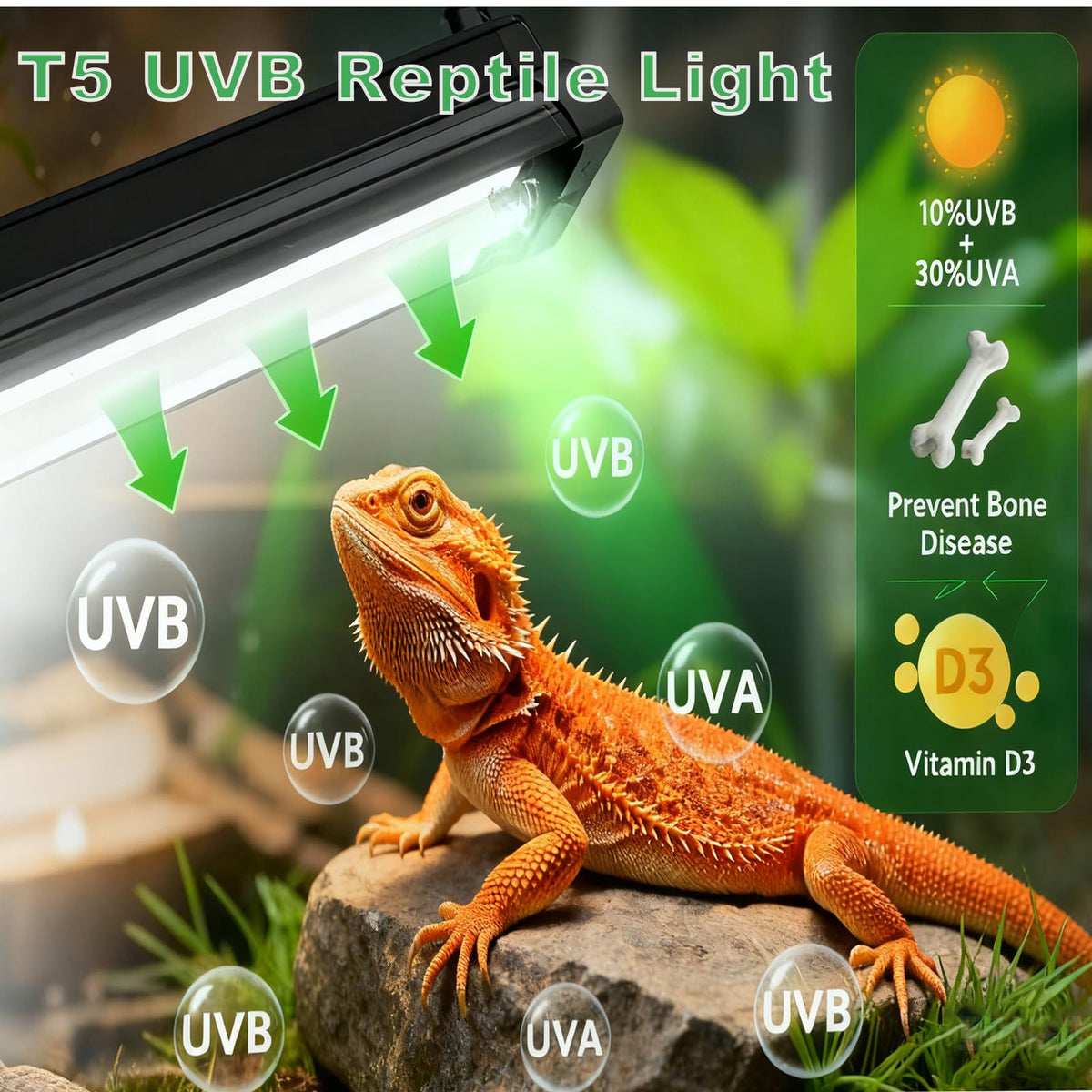 15W T5 HO UVB Terrarium Hood with Detachable Curved Reflector P266528