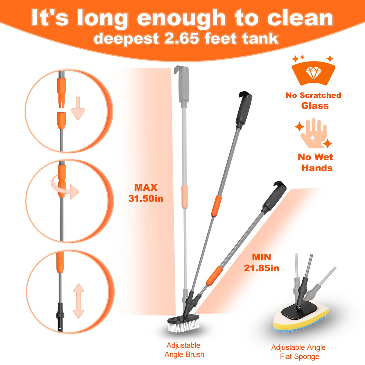 7-in-1 Aquarium Cleaning Tool with Telescopic Handle D75036