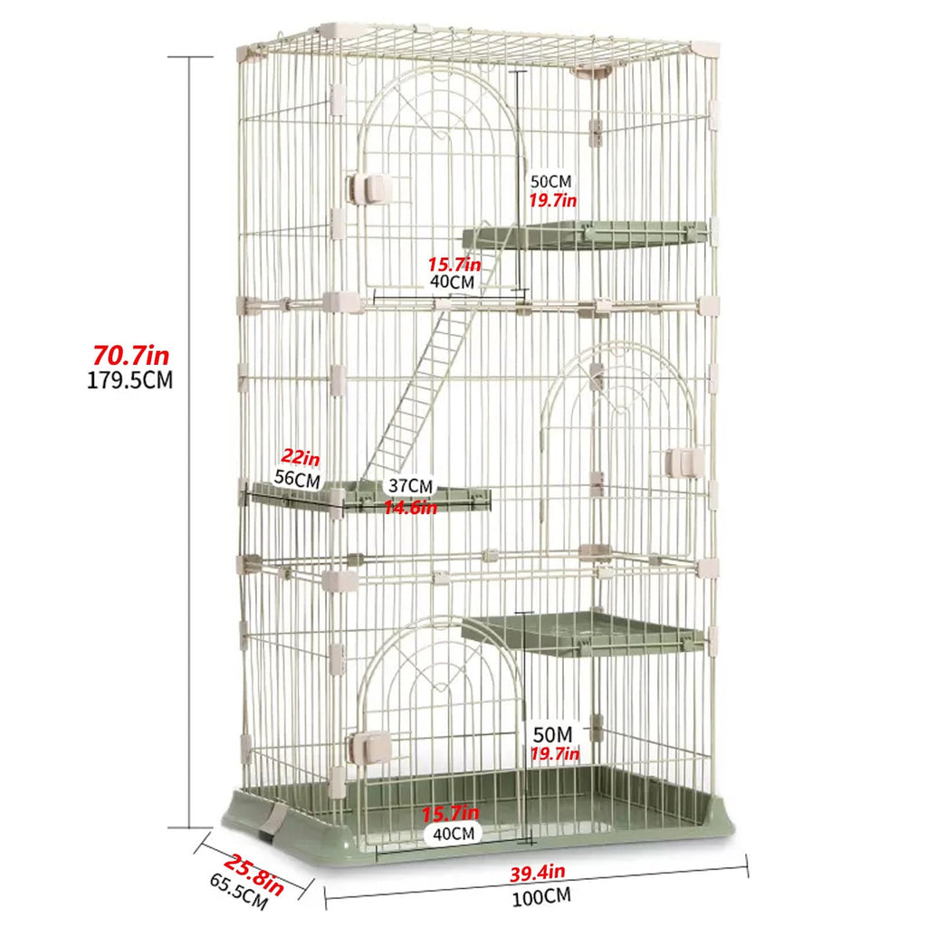 3/4-Tier Wire Cat Cage Playpen Kennel with Hammock B6807