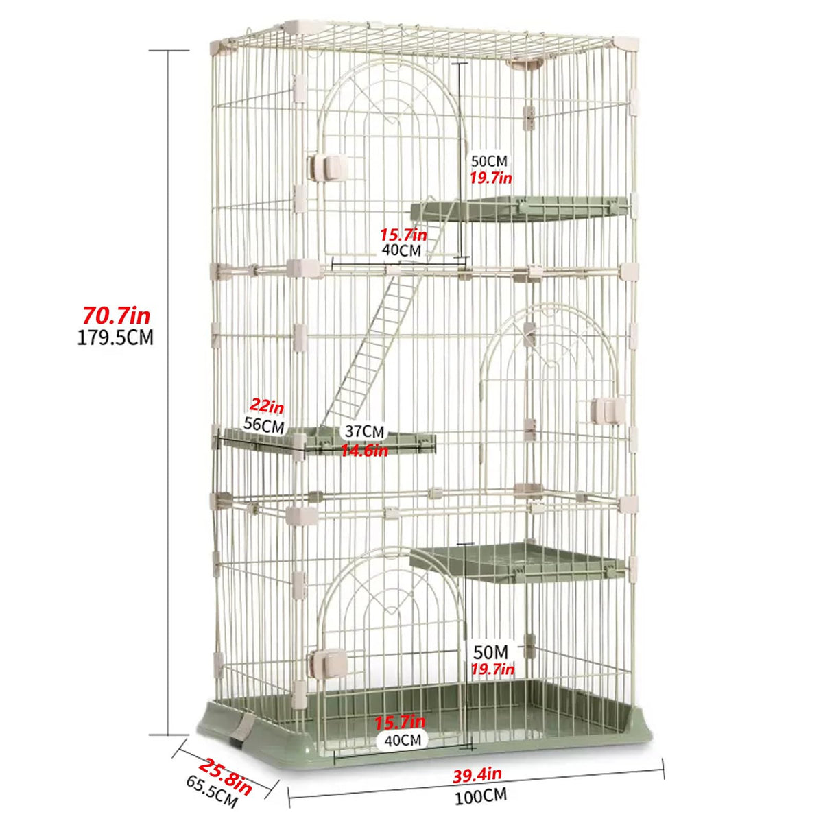 3/4-Tier Wire Cat Cage Playpen Kennel with Hammock B6807