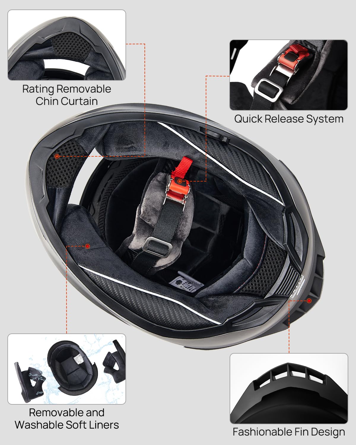 Full Face Motorcycle Helmet DOT Anti-Fog Pinlock I872