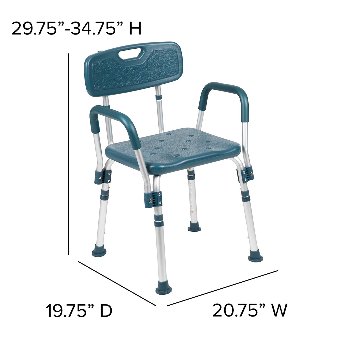 Adjustable Navy Bath & Shower Chair with Back & Arms H162