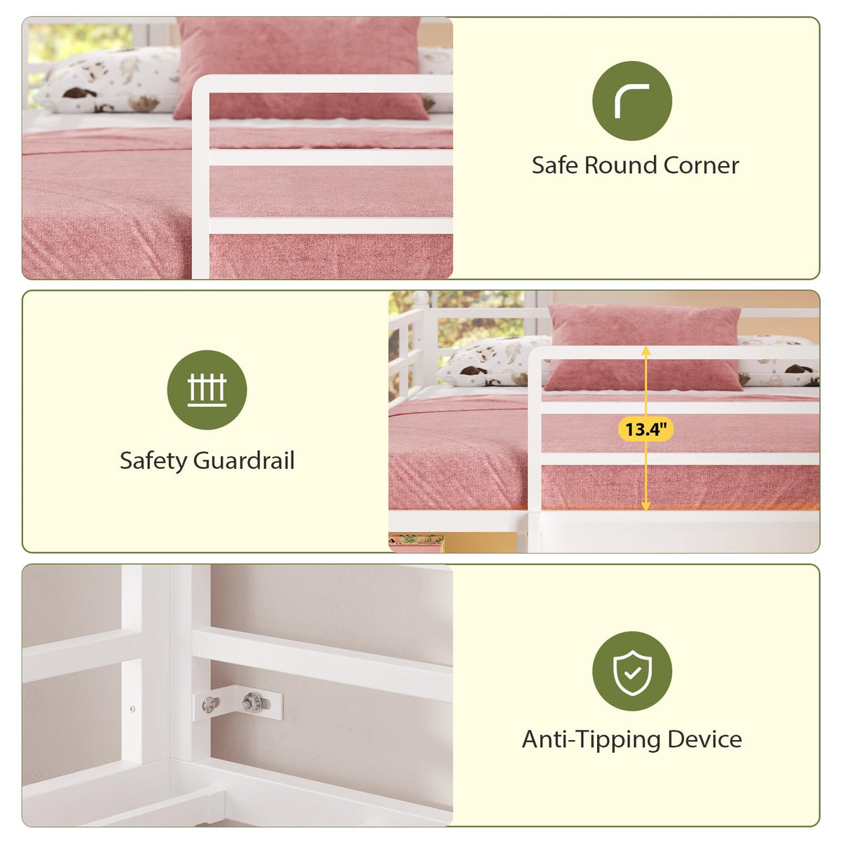 White Twin Loft Bed with Bookshelf, Display Shelf, Storage Drawers and Ladder Y1404