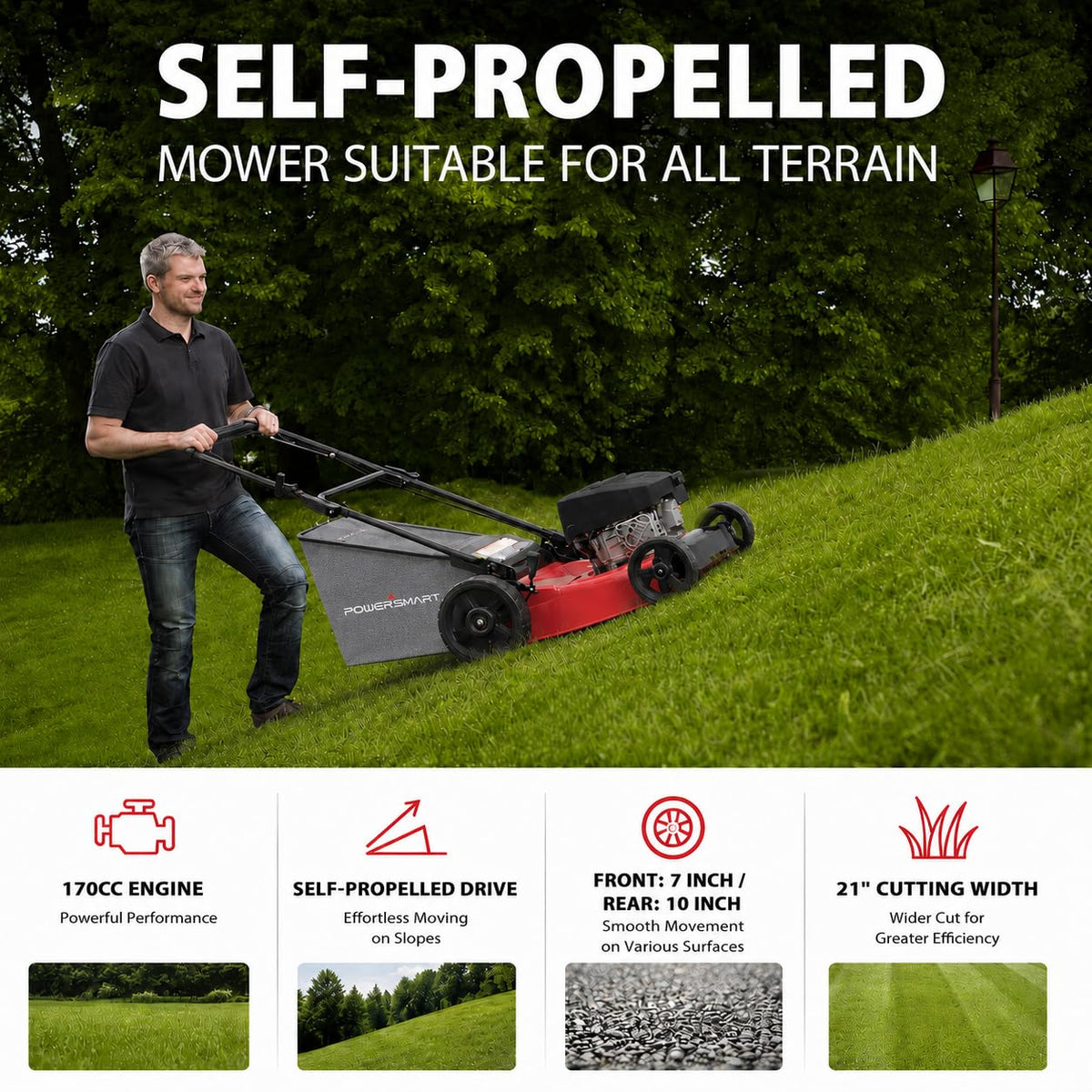 21-Inch 3-in-1 Gas Self-Propelled Lawn Mower K11873