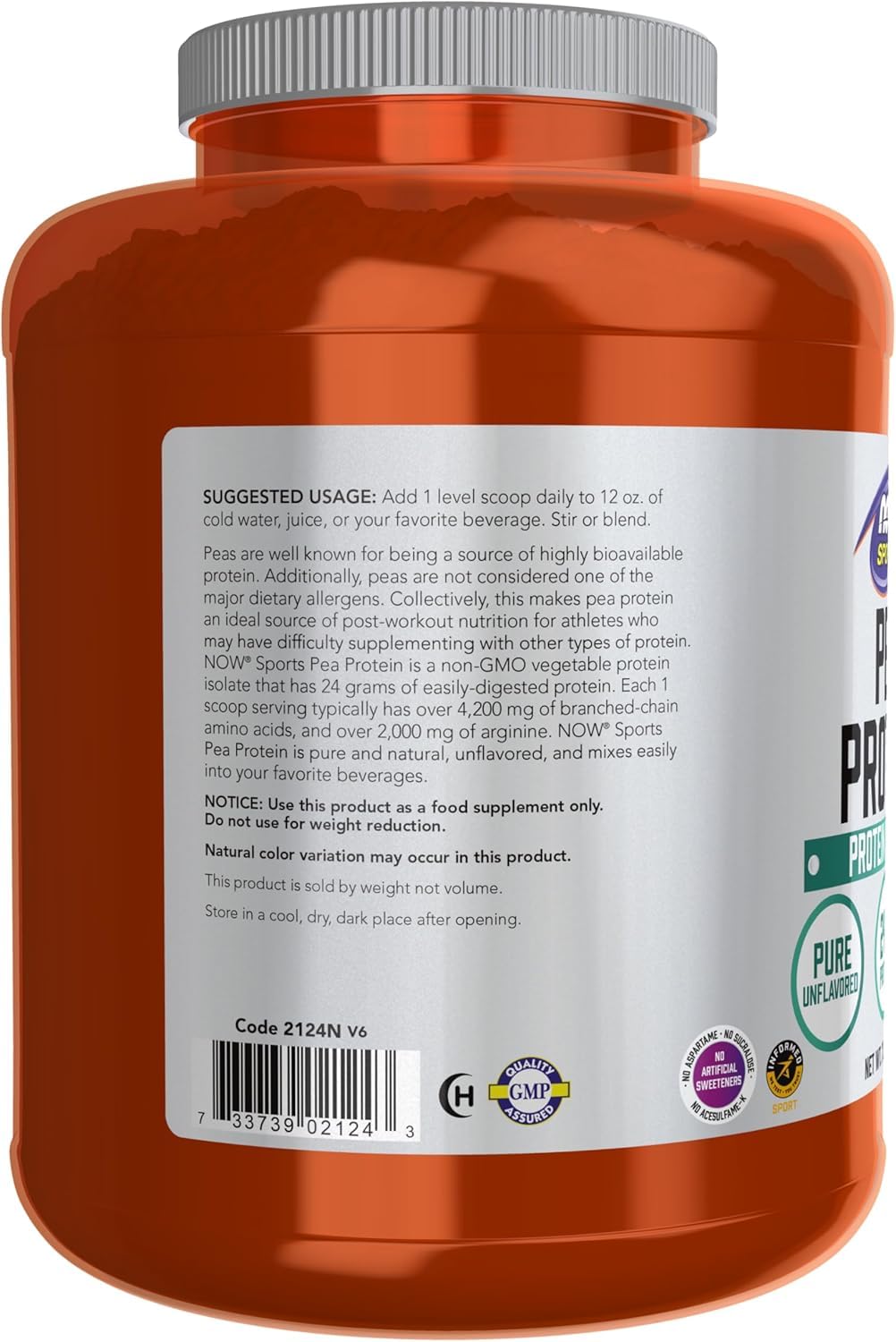 Pea Protein Natural Unflavored Powder 7-Pound I552617