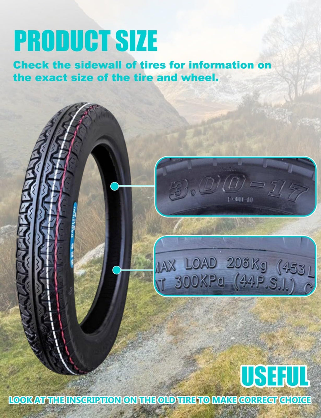 3.00-17 Dirt Bike Tire and Inner Tube Set Q47199