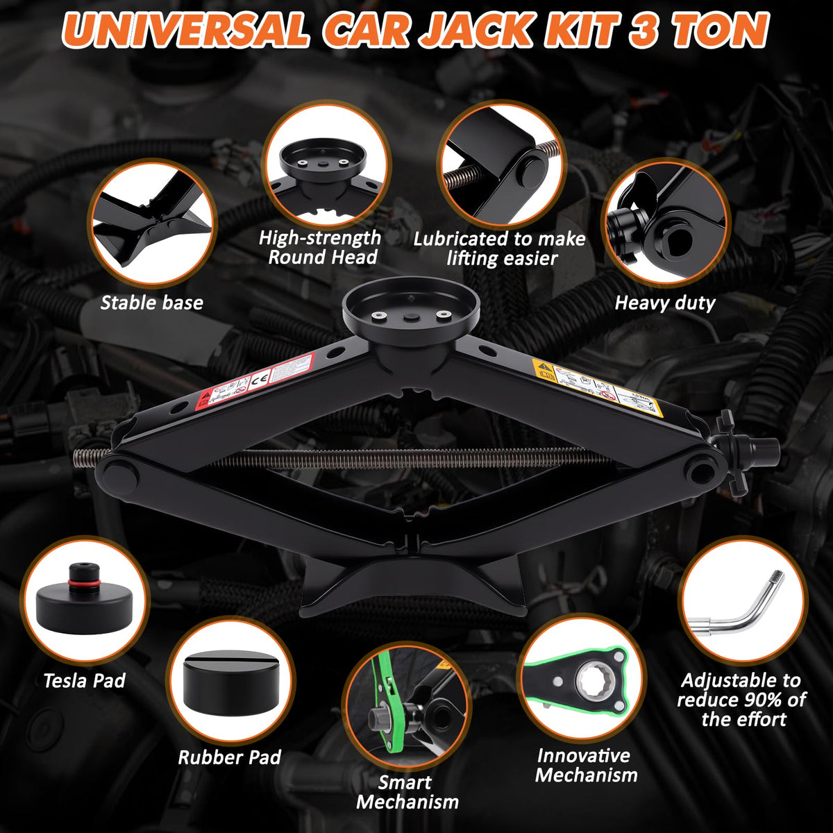 3 Ton Portable Scissor Jack Kit I4134