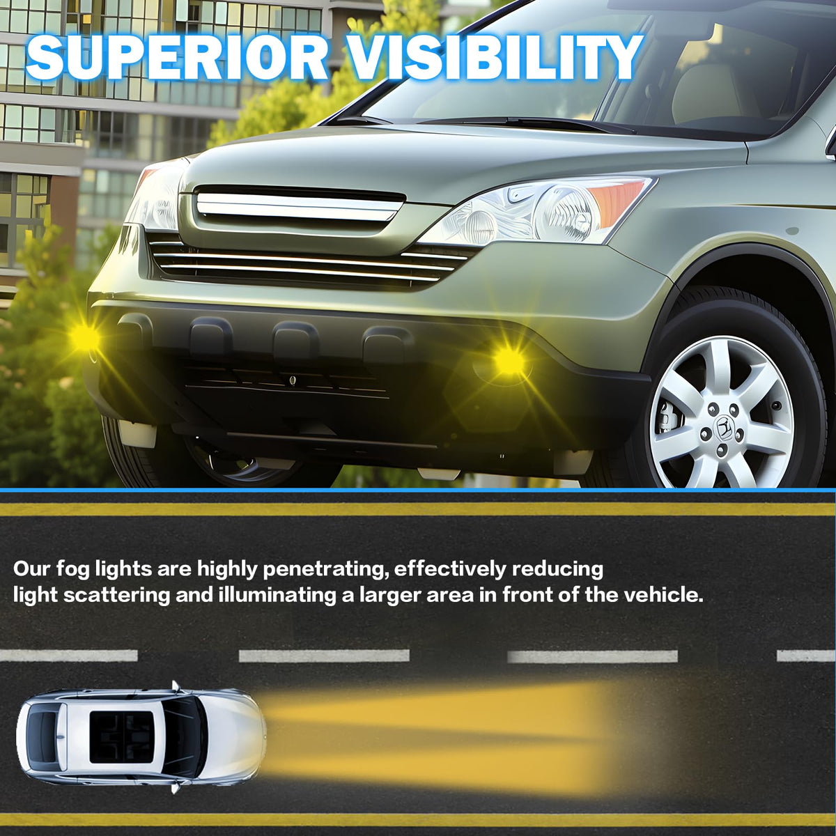 Driving Fog Lights with H11 12V 55W Halogen Bulbs & Switch and Wiring Kit W1735