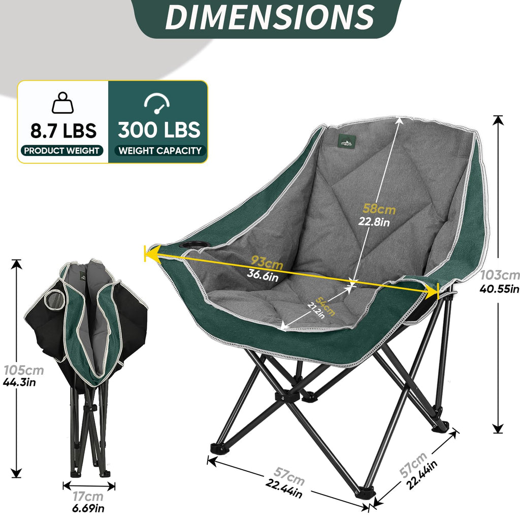 2 Pack Oversized Padded Folding Camping Chair with Cup Holder N2277