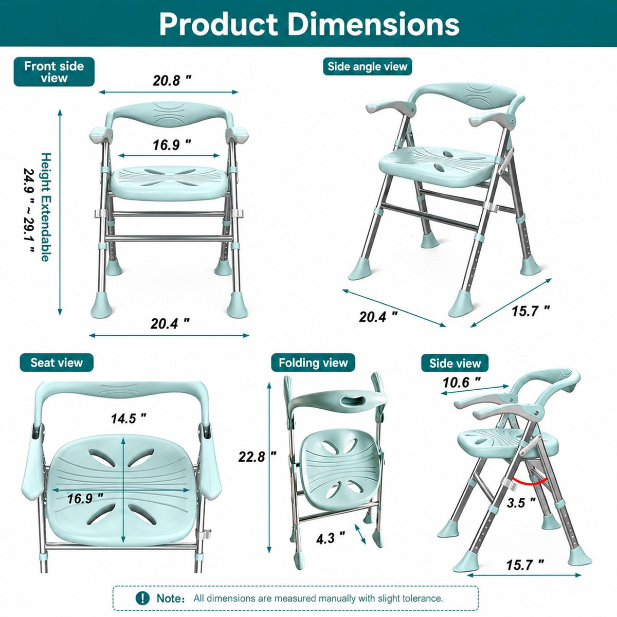 Heavy Duty Shower Chair with Arms and Back Y44568