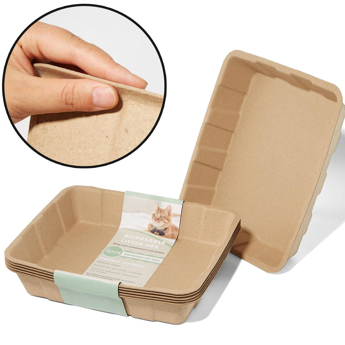 Disposable Cardboard Cat Litter Boxes 5 Pack P717