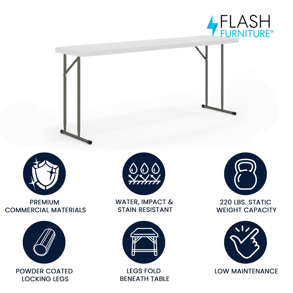 6 ft Plastic Folding Training Table B7251
