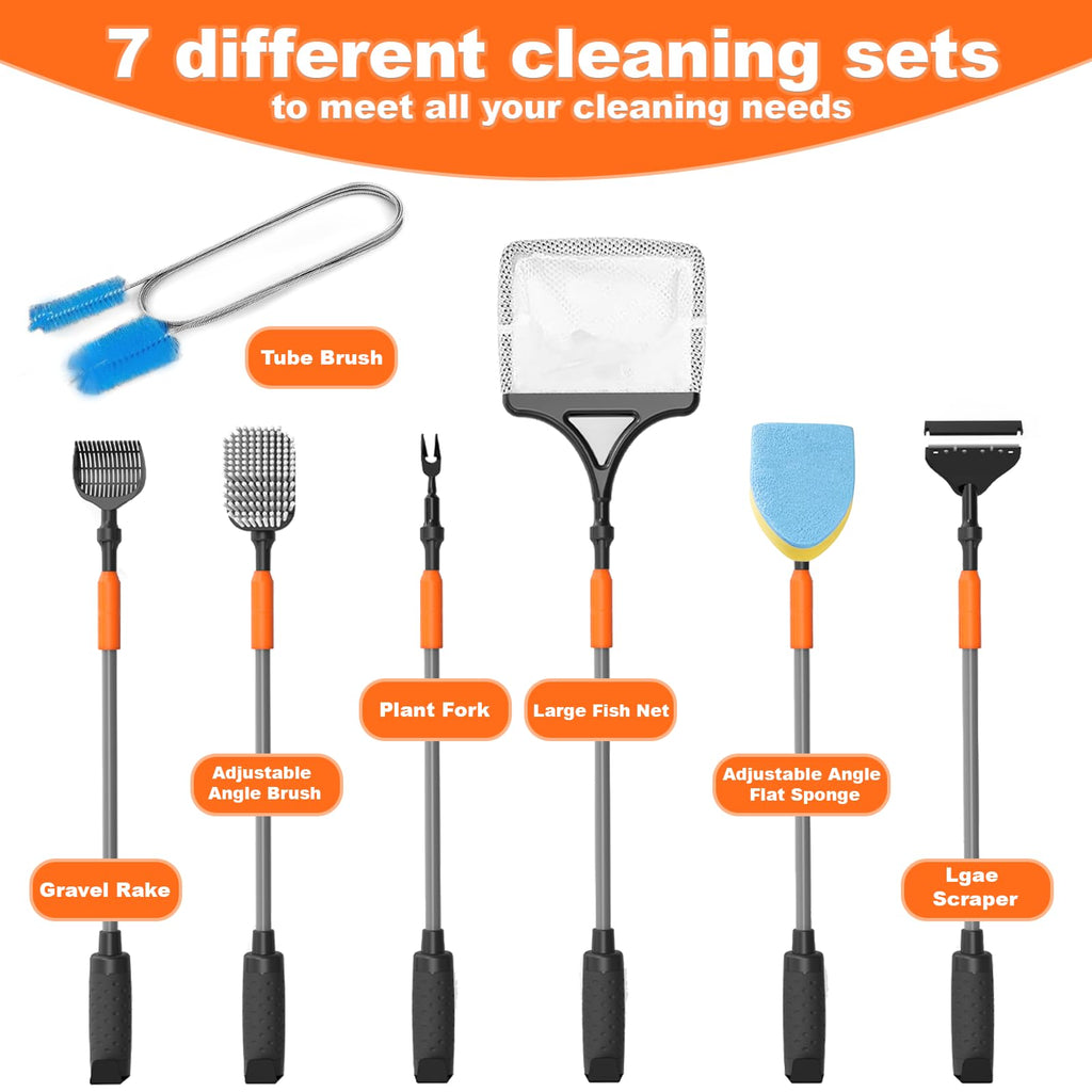 7-in-1 Aquarium Cleaning Tool with Telescopic Handle D75036
