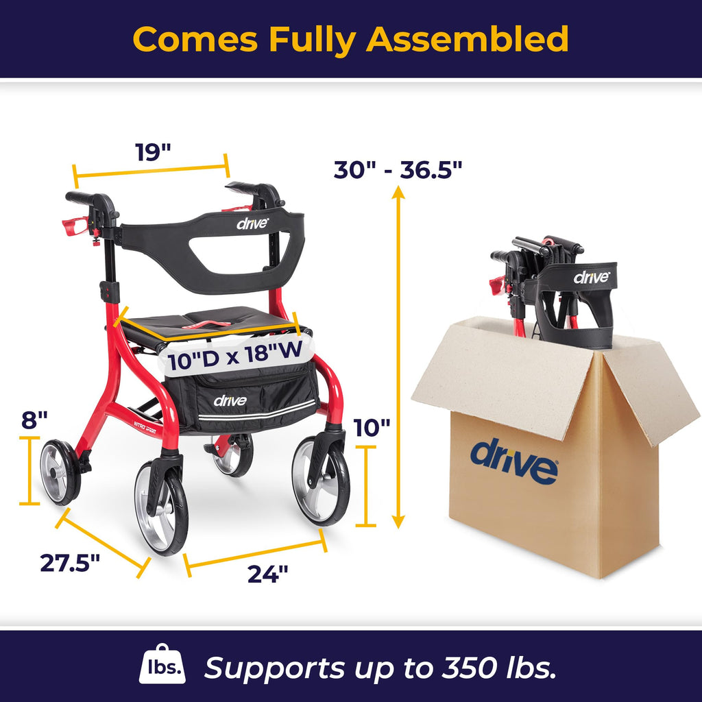 Red Standard Size Rollator Walker with Seat B268