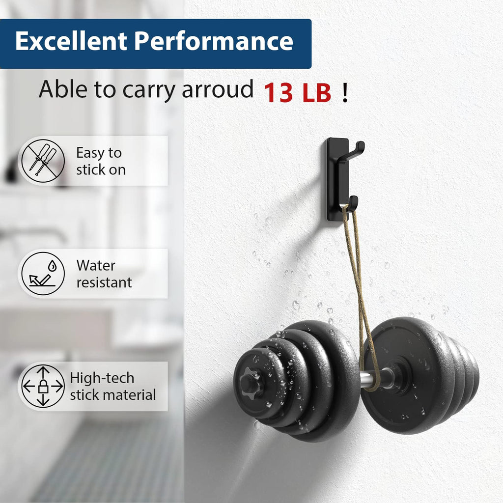 Black 4 Pack Stick-on Hooks M6876