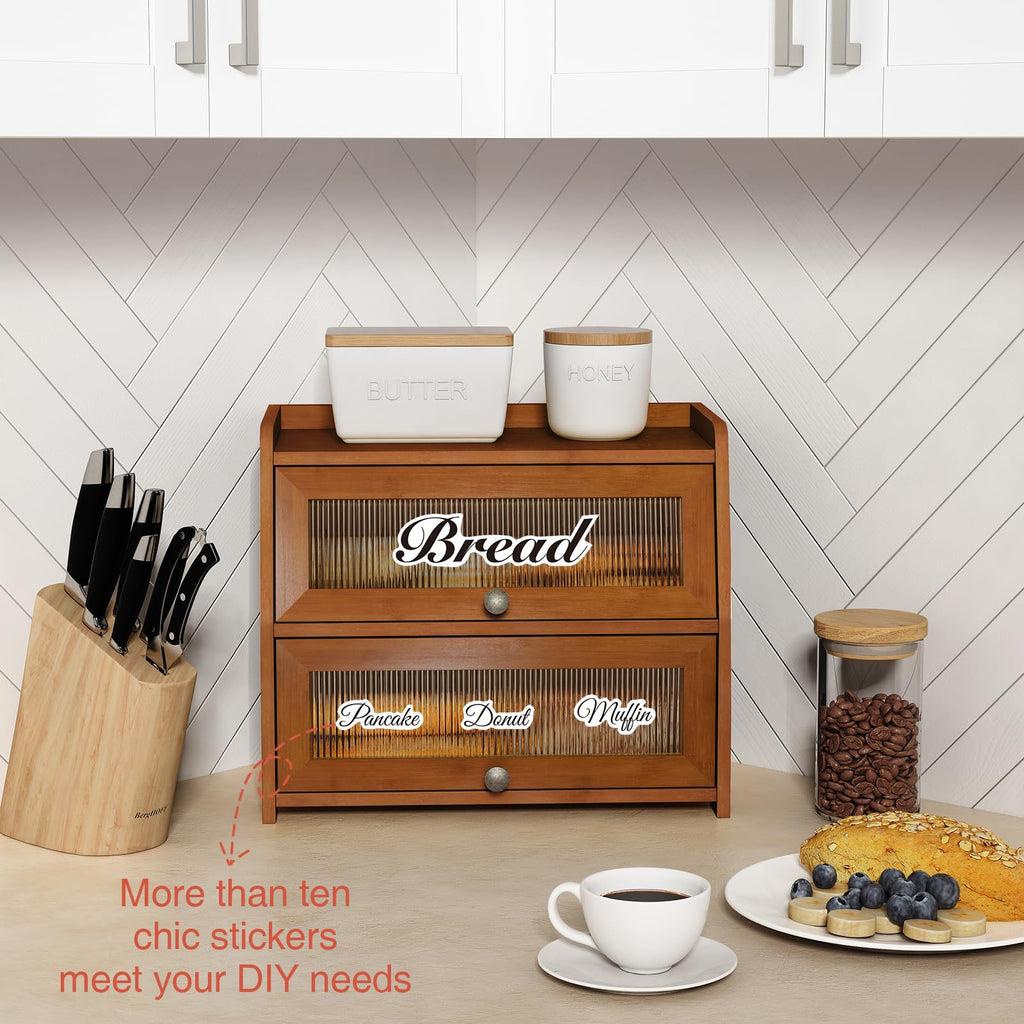 Wooden 2 Tier Roll Top Bread Box P434