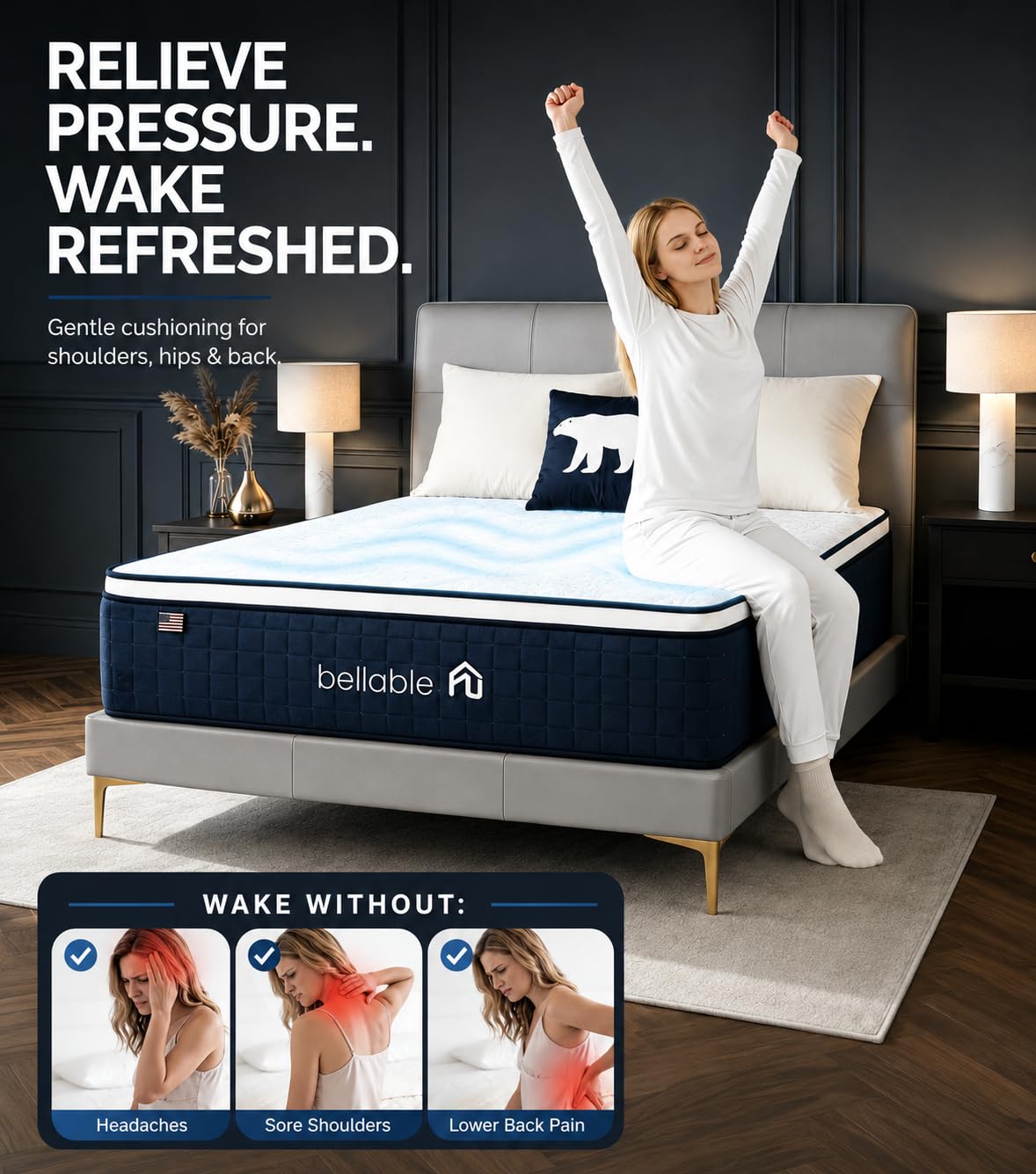 Full XL 14 Inch Cooling Gel Memory Foam Pocket Spring Mattress J965768