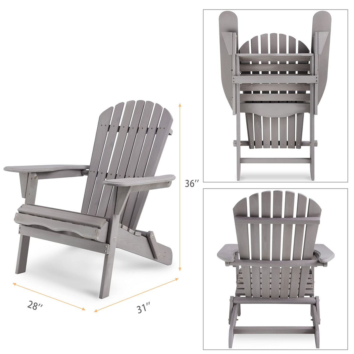 Solid Cedar Wood Adirondack Chairs Set of 2 Y528808
