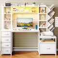 61.4" Computer Desk with Bookshelf, 5 Drawers, Hutch, Outlet, LED Z3835