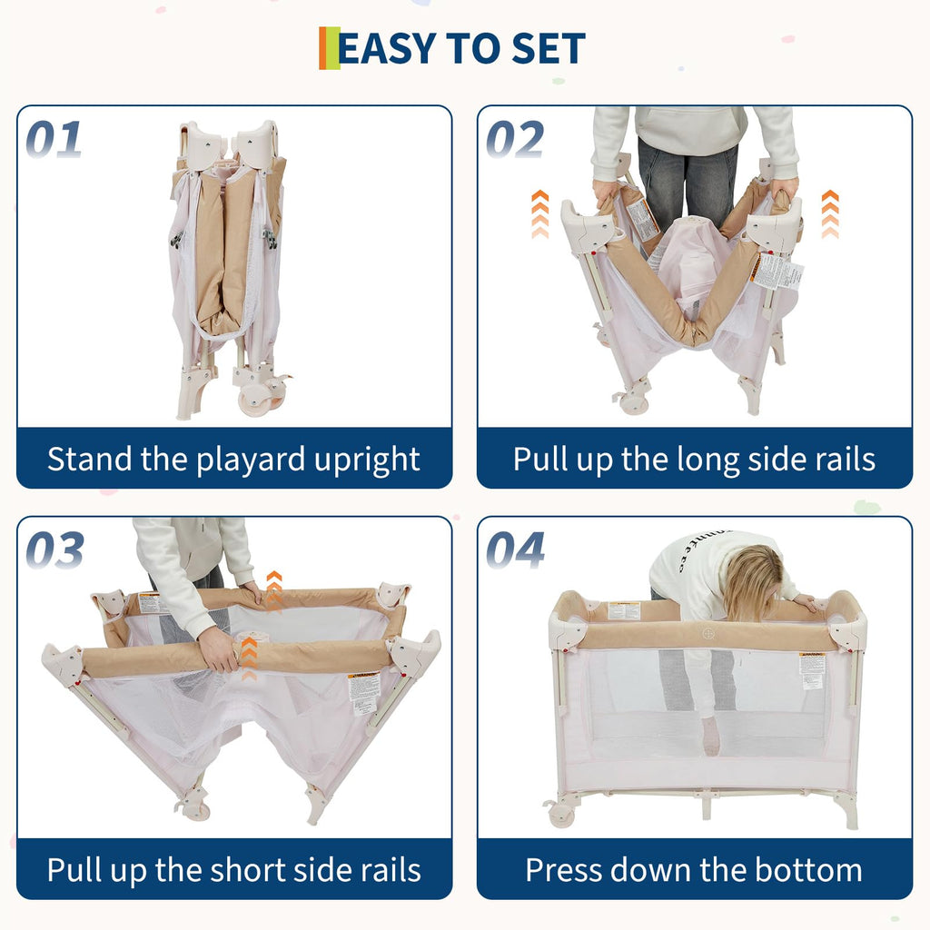 4 in 1 Pack and Play with Bassinet, Changing Table, Playpen and Carry Bag V680088