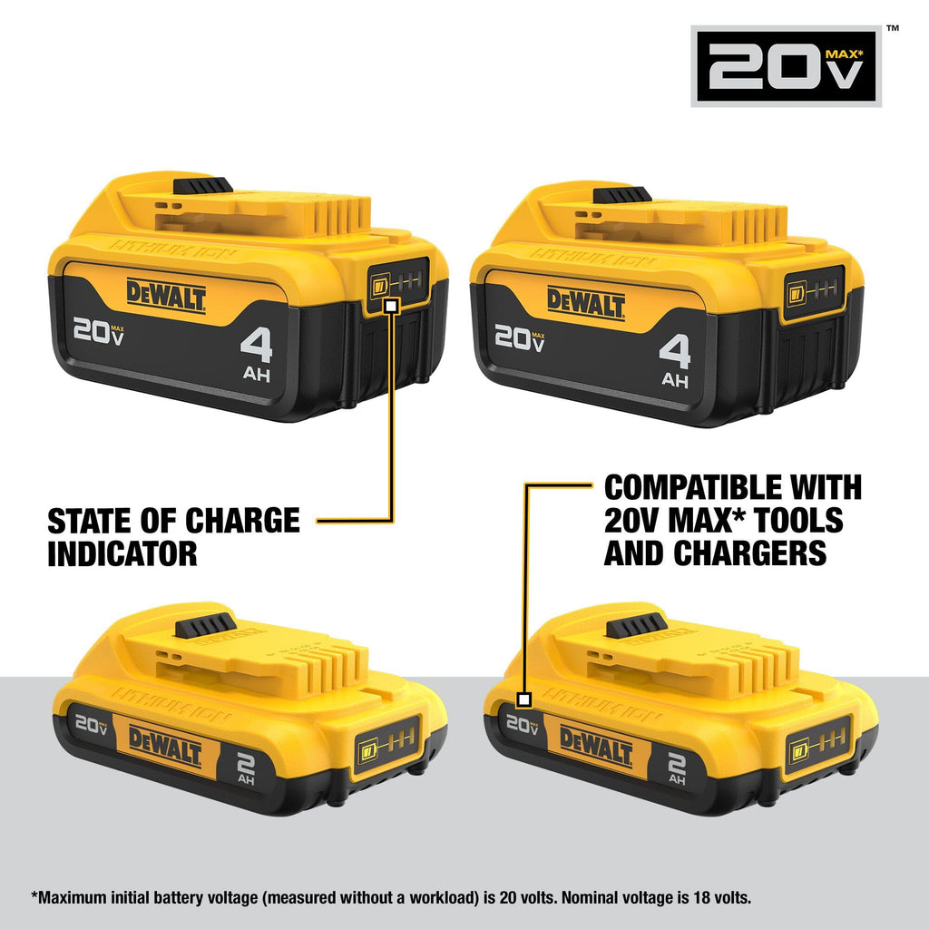 20V MAX Lithium Ion Battery 2 Ah and 4 Ah 4-Pack C7508