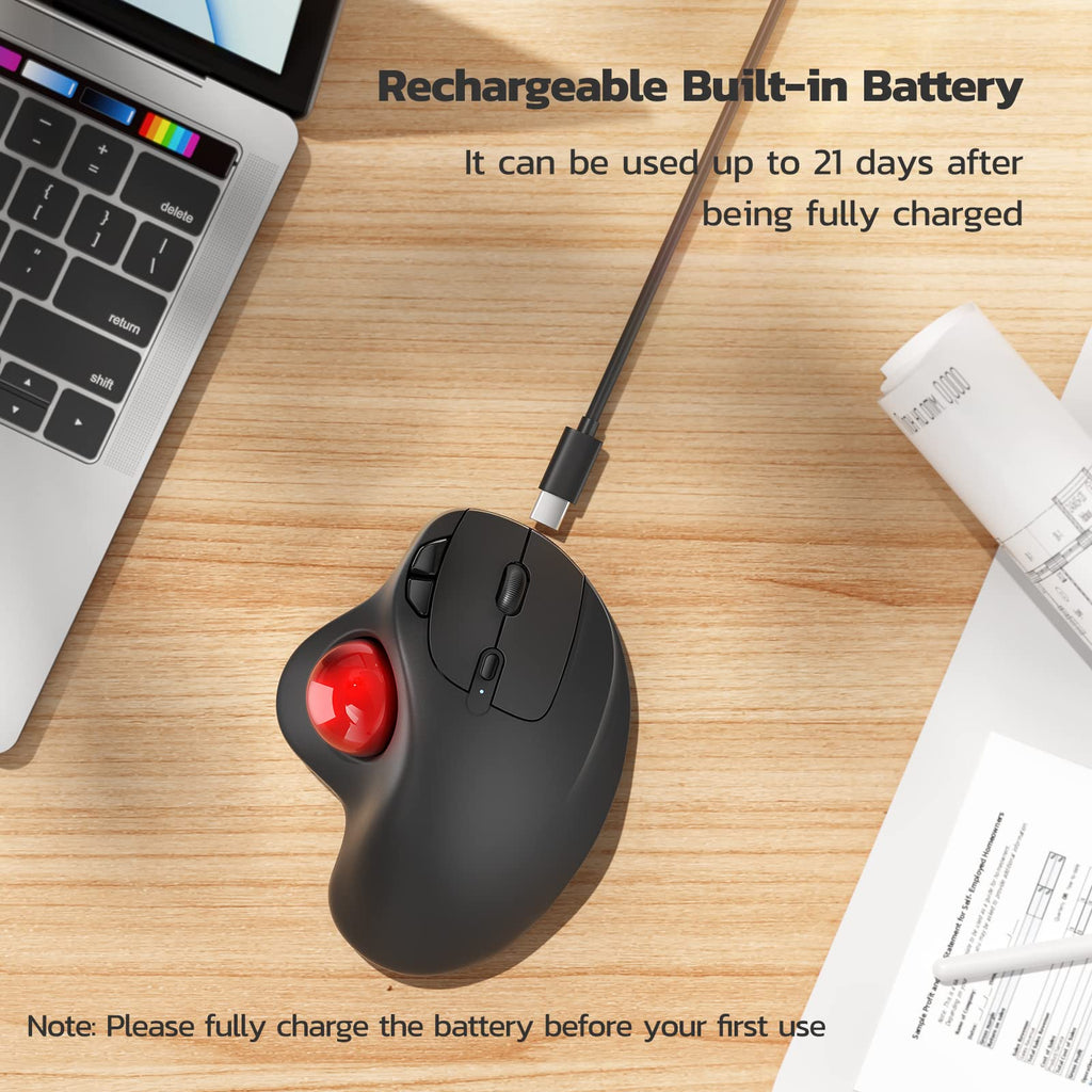 Wireless Ergonomic Thumb Control Trackball Mouse V1324