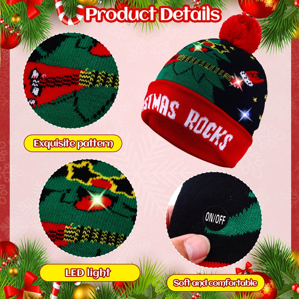 Light Up Christmas Hats Bulk LED Beanies G3656