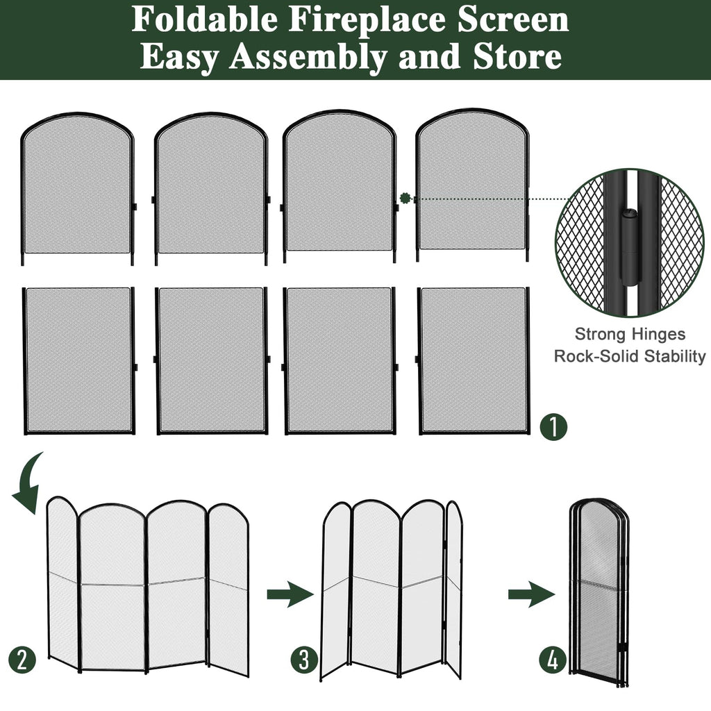 Foldable Wrought Iron Fireplace Screen B662
