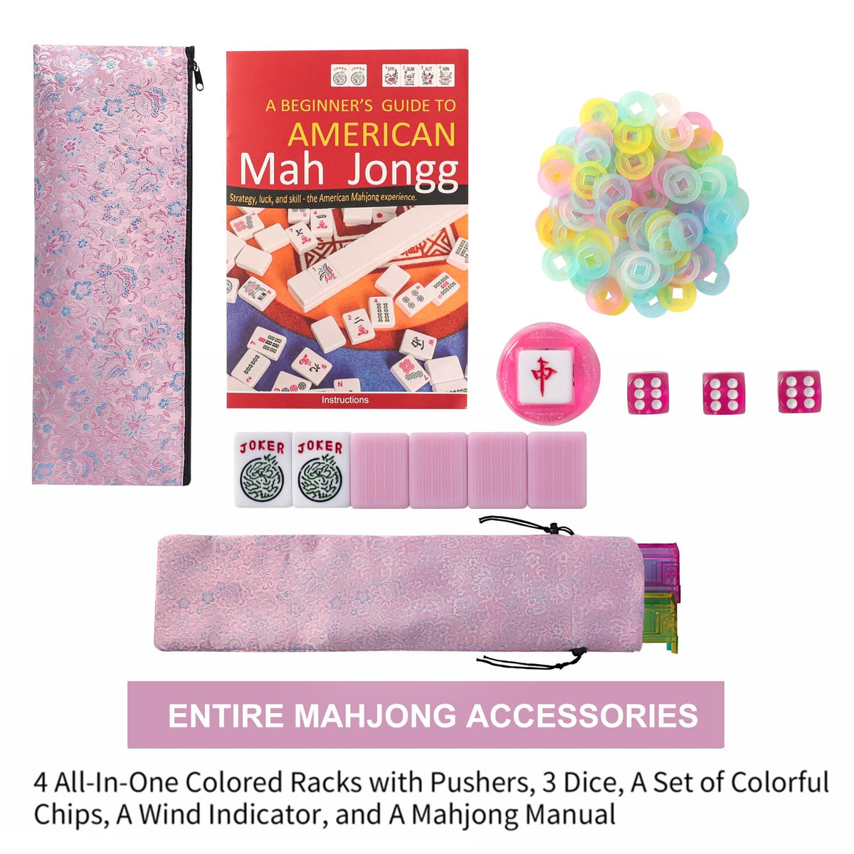American Mahjong Game Set 166 Pink Tiles N817