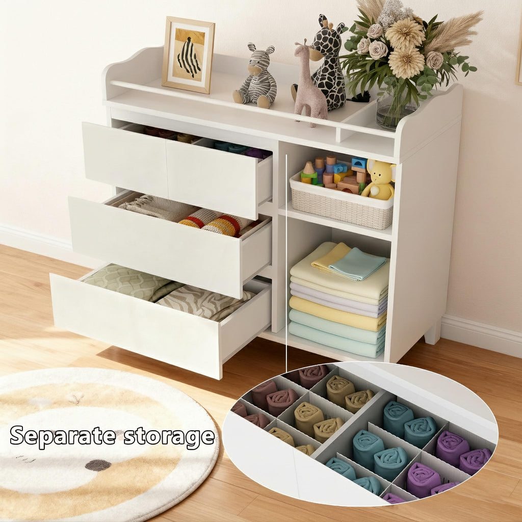 White Baby Changing Table with 4 Drawers U727287