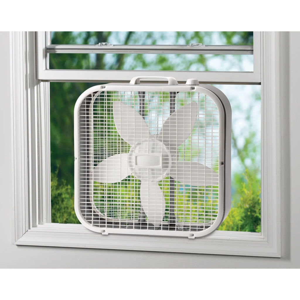 20" Classic Box Fan with Weather-Resistant Motor, 3 Speeds, 22.5" H (White) O7198