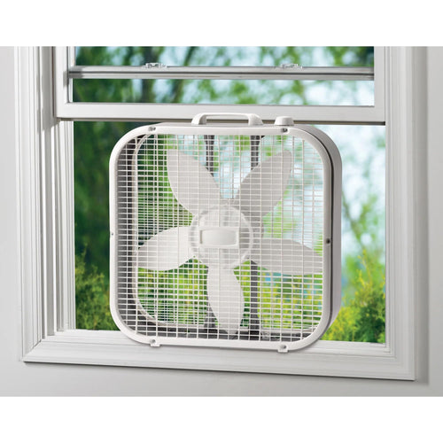 20" Classic Box Fan with Weather-Resistant Motor, 3 Speeds, 22.5" H (White) O7198