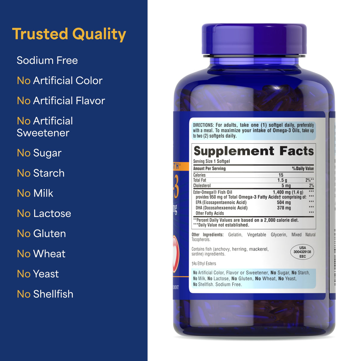 Triple Strength Omega-3 Fish Oil 1400mg 240 Softgels N202