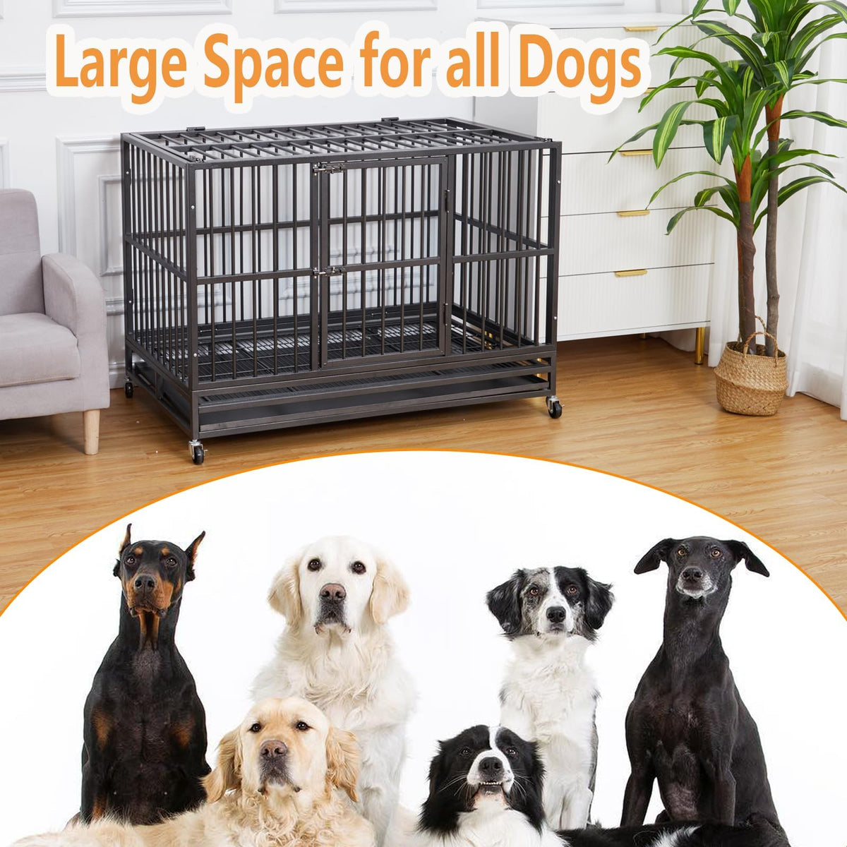 48 in Heavy Duty Dog Crate with Wheel Y300490