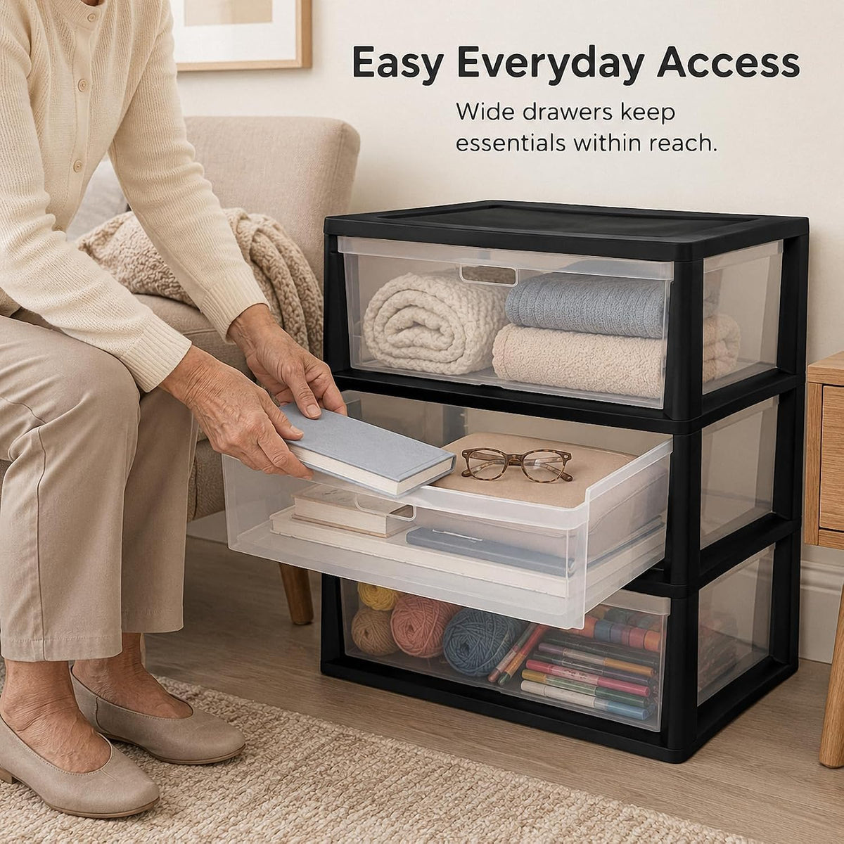 3 Drawer Plastic Storage Cart T4511