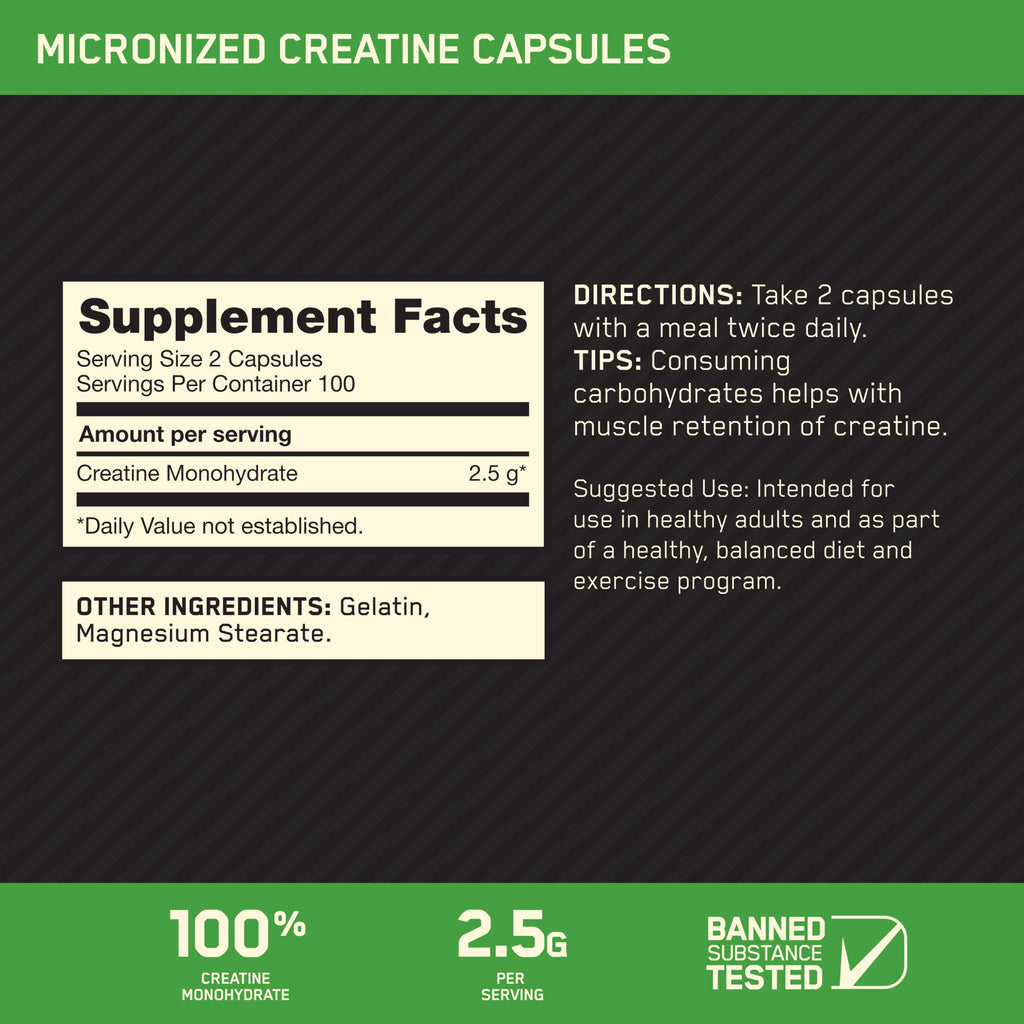 Micronized Creatine Monohydrate Capsules, 200 Ct X220