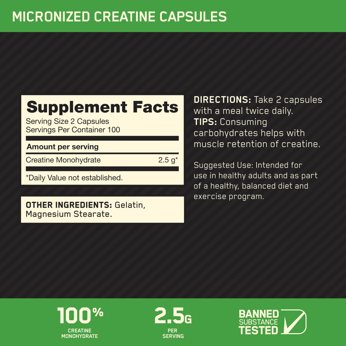 Micronized Creatine Monohydrate Capsules, 200 Ct X220