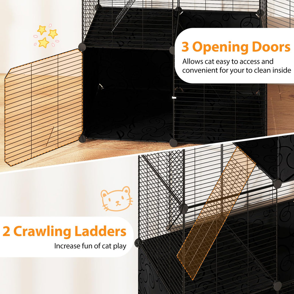 3-Tier Detachable Metal Wire Cat Cage X70739