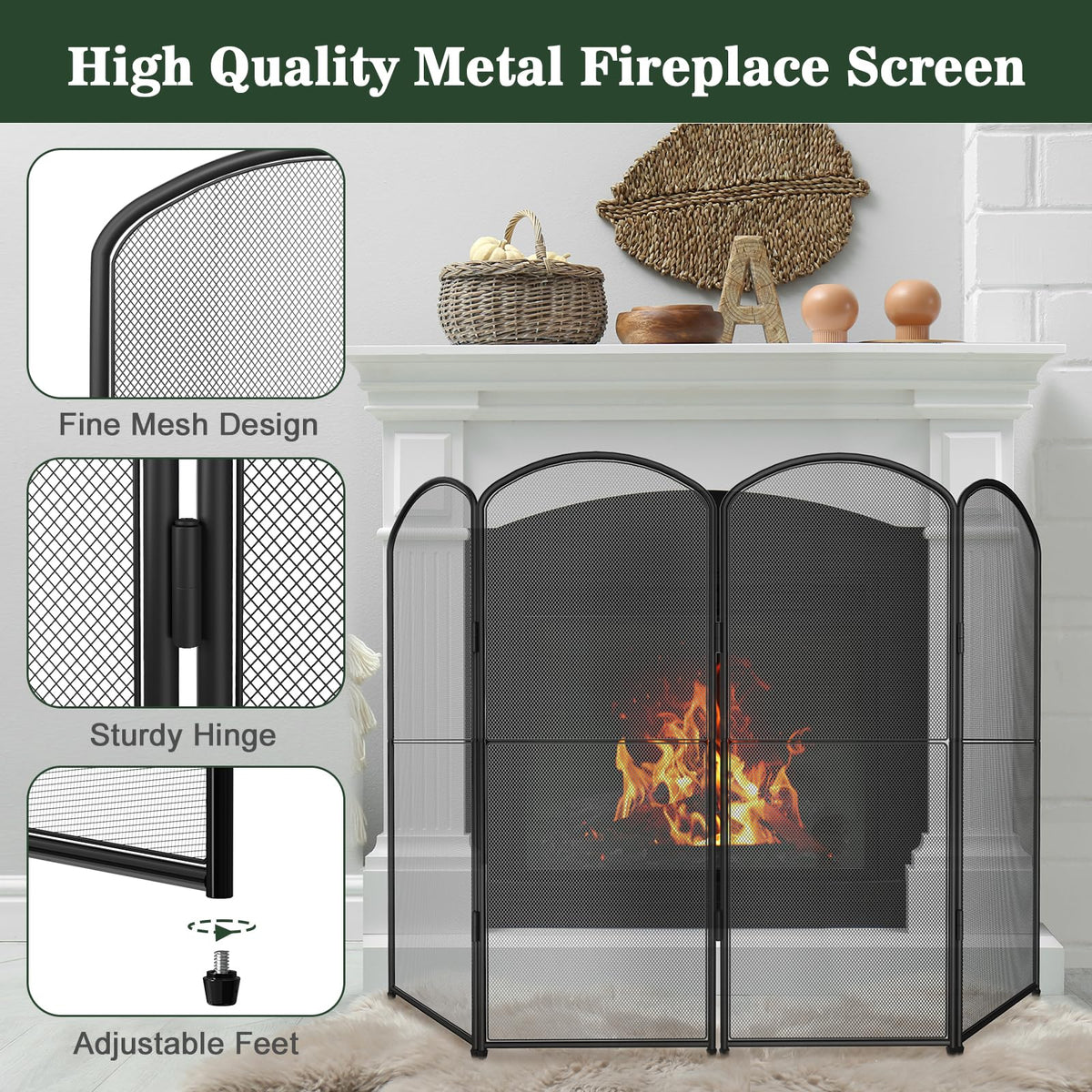 Foldable Wrought Iron Fireplace Screen B662