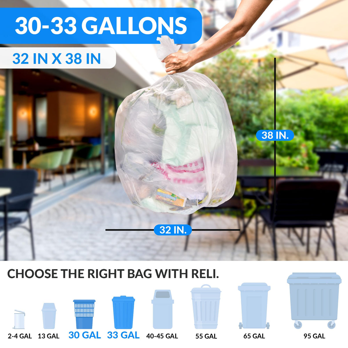 30-33 Gallon Heavy Duty Trash Bags T2398