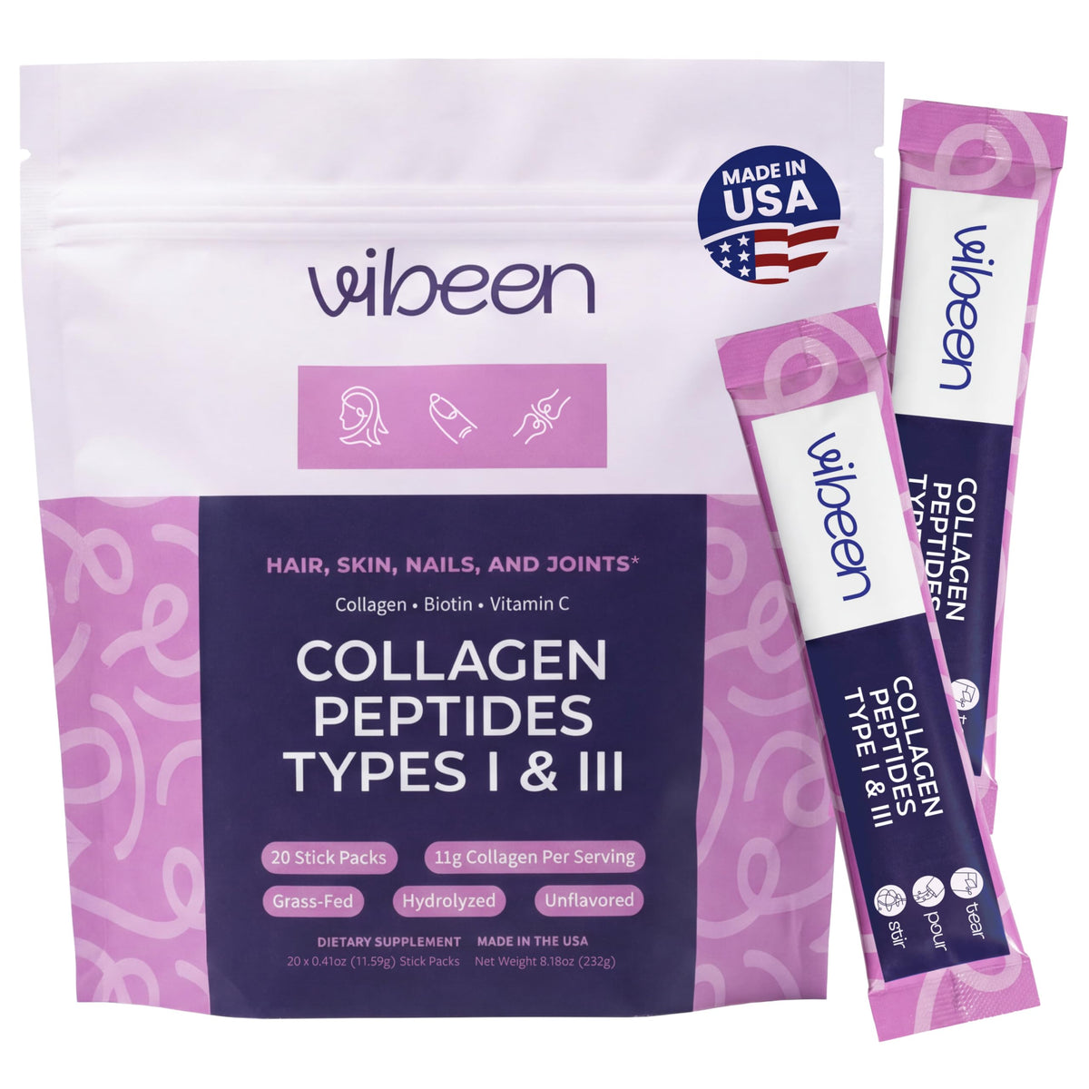 Hydrolyzed Collagen Peptides Powder Packets 20 Servings B239576