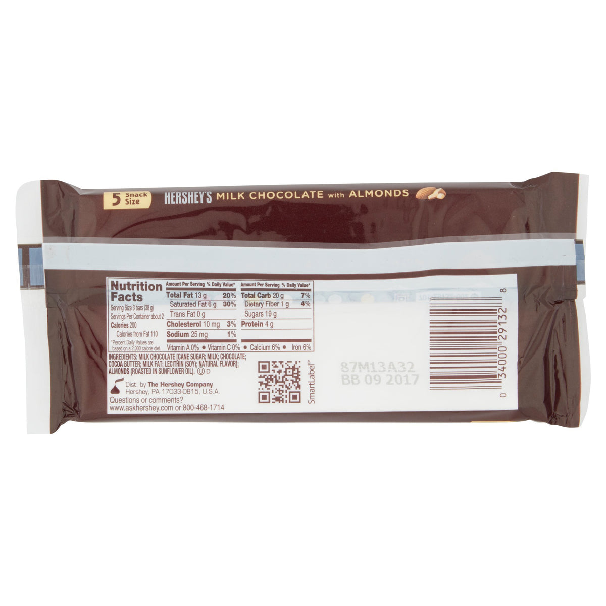 Milk Chocolate with Almonds Snack Size 2.25 oz B6371