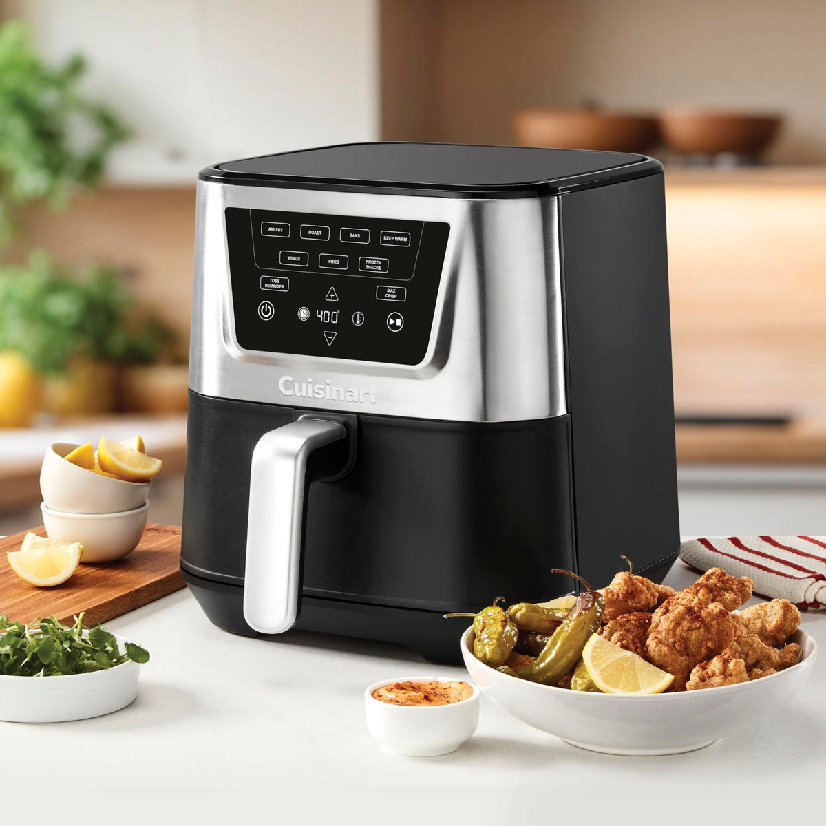 6-Quart Air Fryer with 4 Cooking Functions, Black & Stainless Steel M778