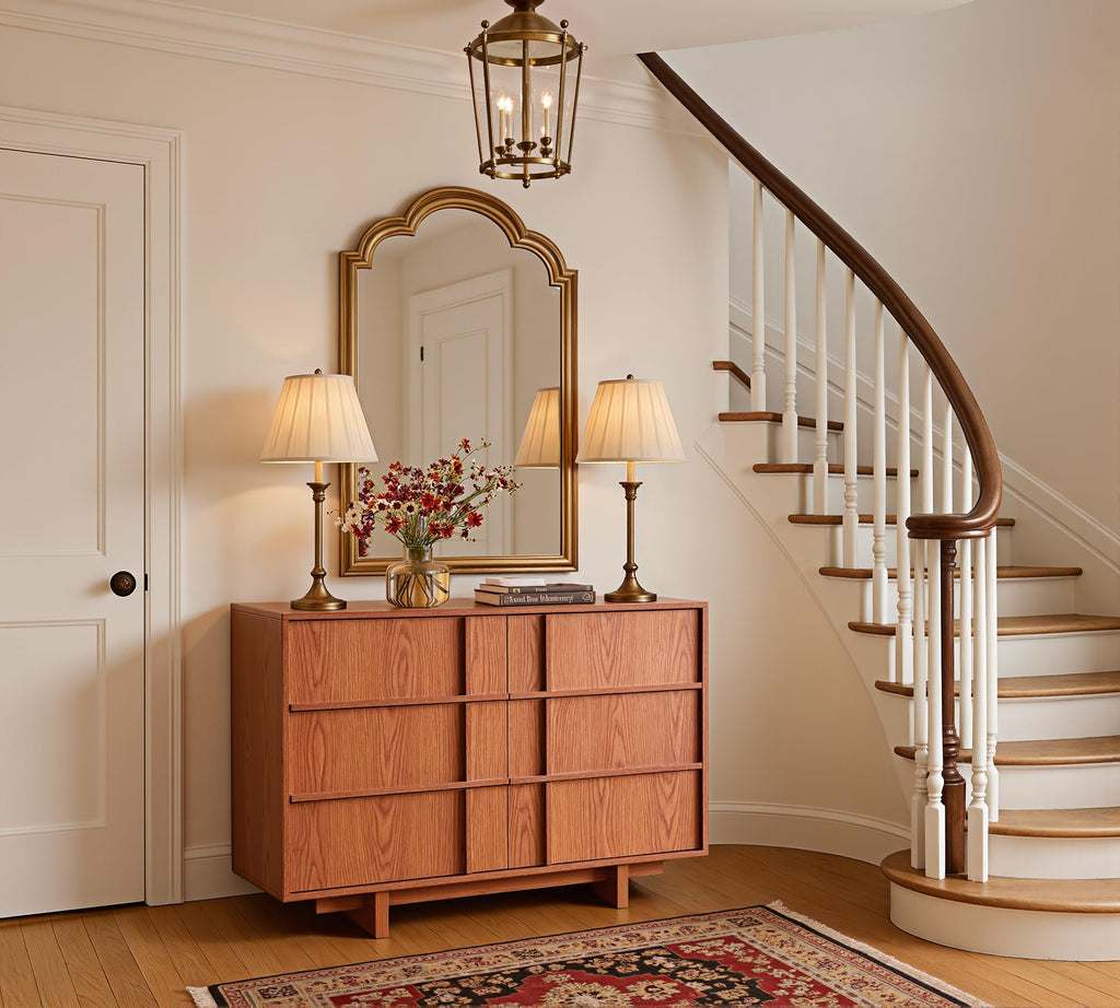 47" Wide 6 Drawer Dresser and Nightstand Set 3 Piece, Cherry F76264