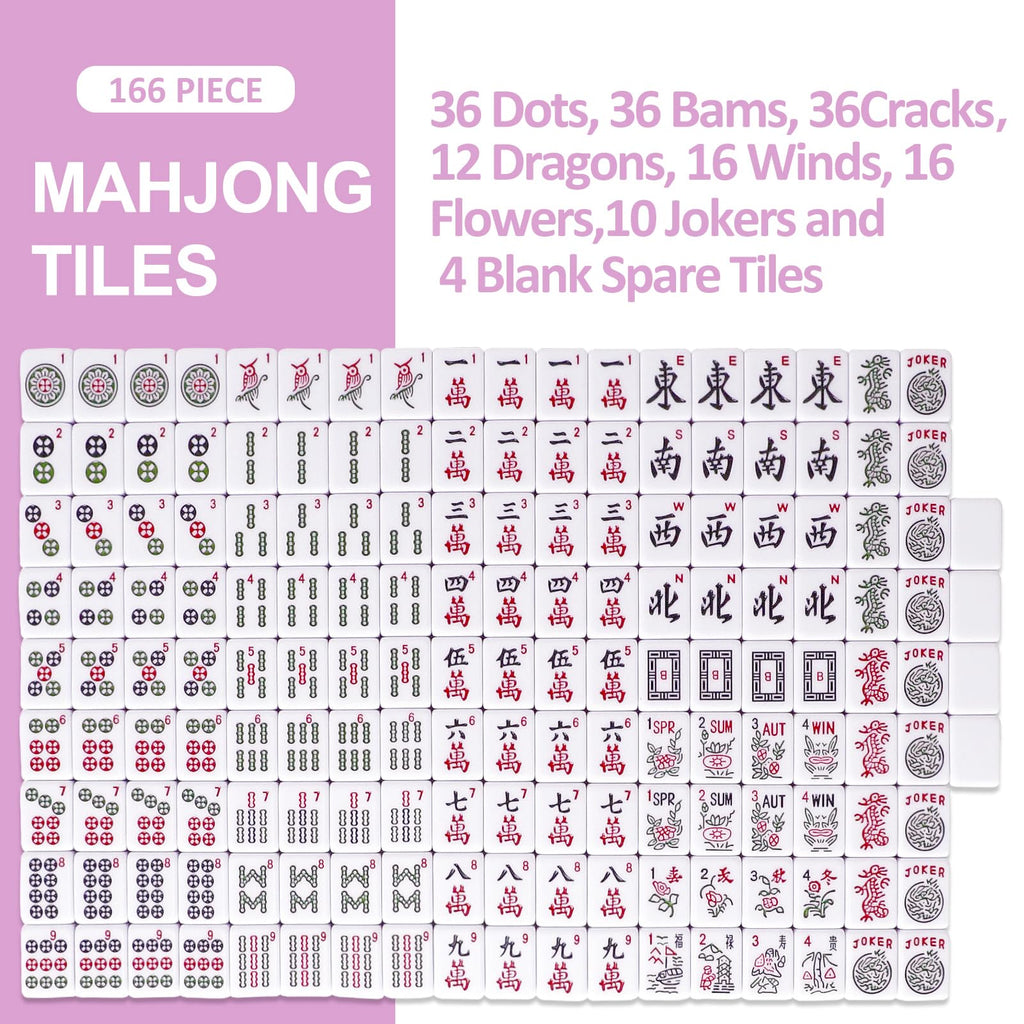 American Mahjong Game Set 166 Pink Tiles N817