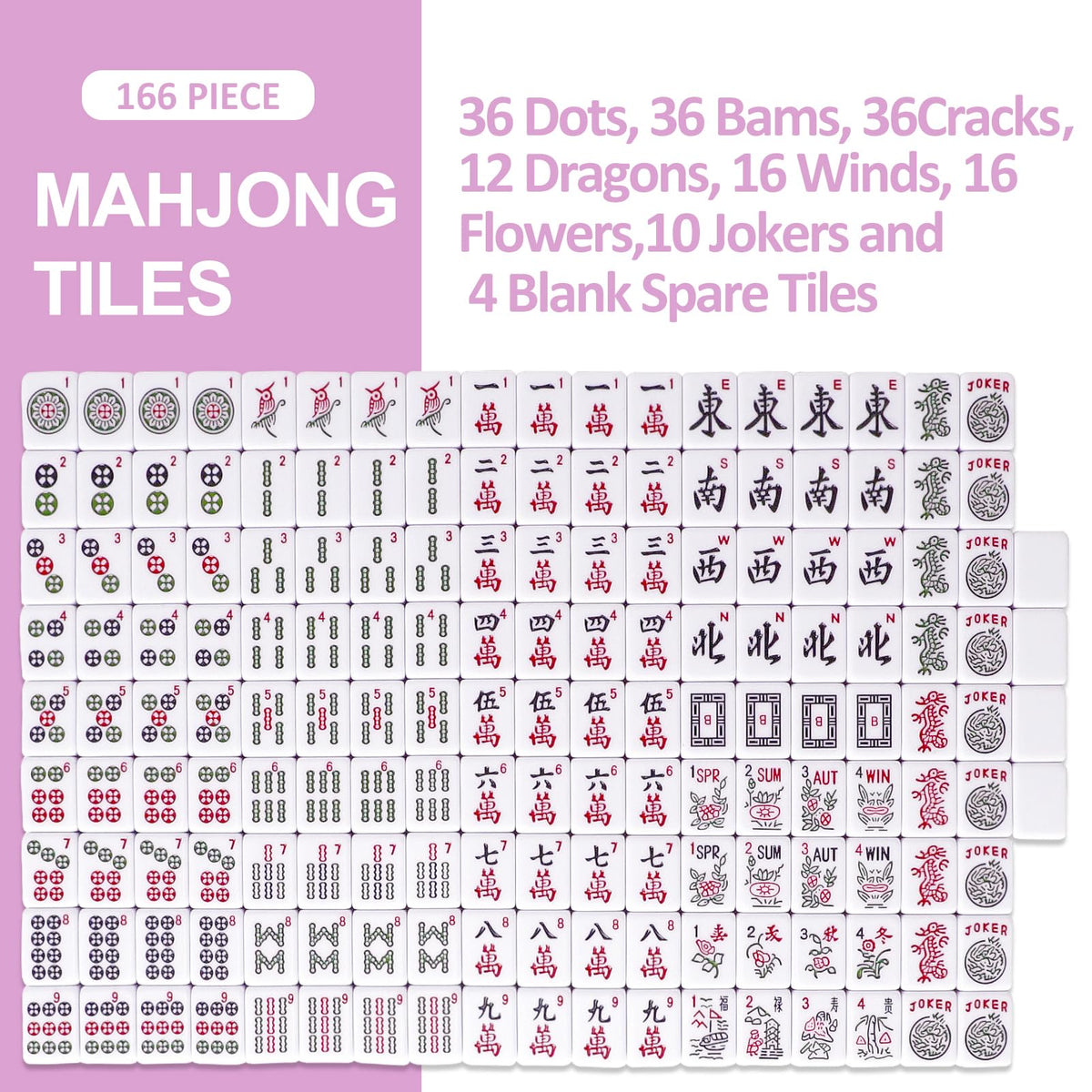American Mahjong Game Set 166 Pink Tiles N817
