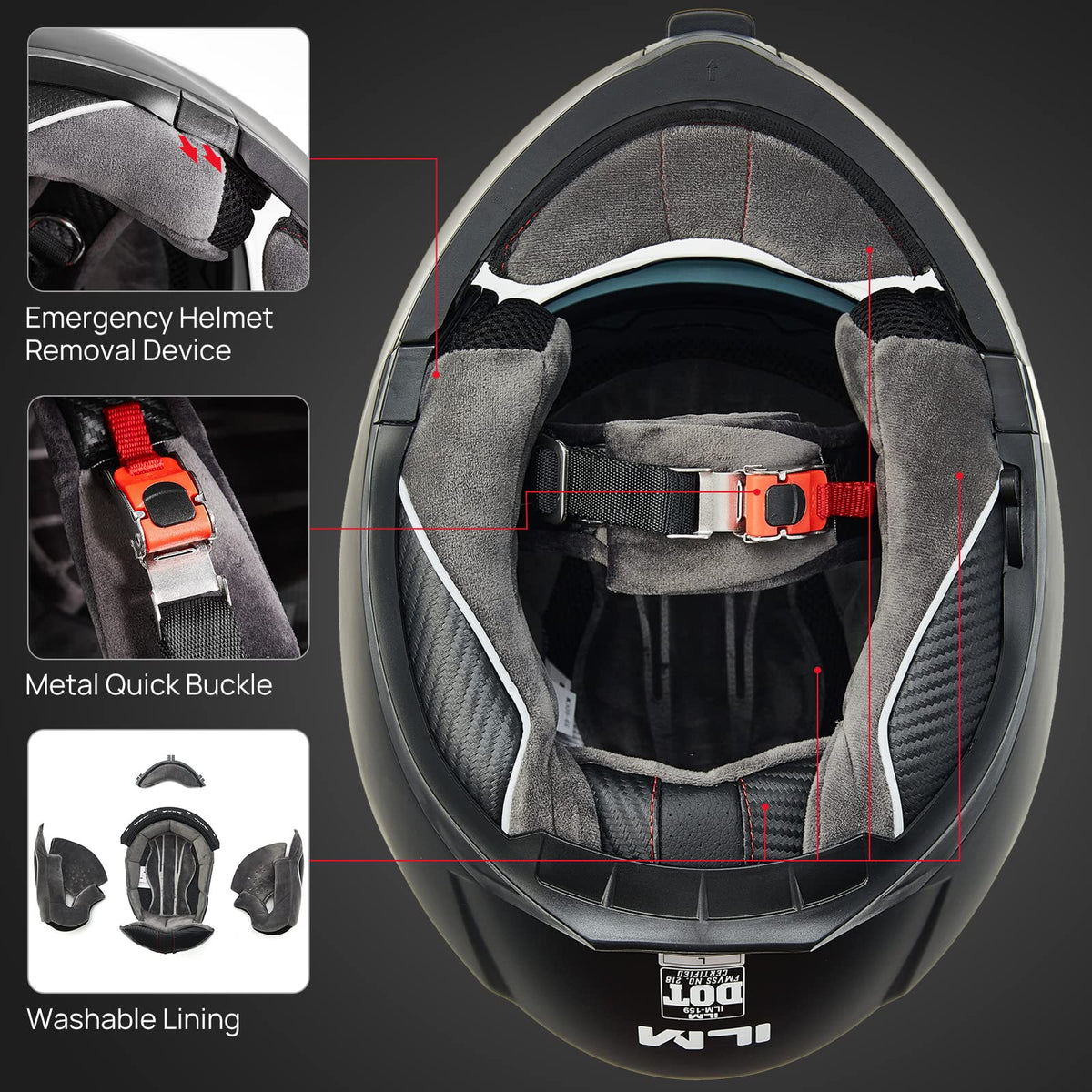 Matte Black Large Modular Full Face Motorcycle Helmet U263146