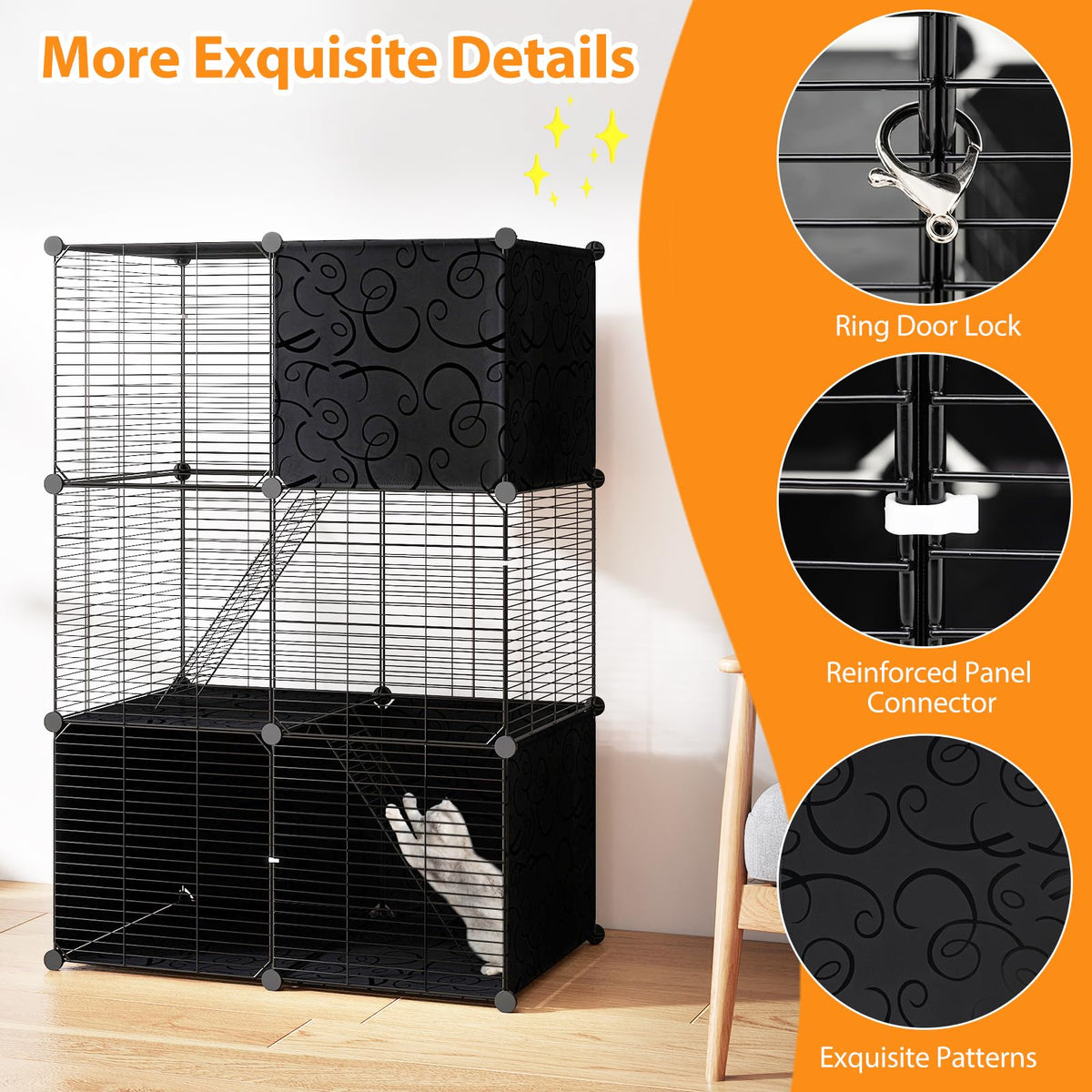 3-Tier Detachable Metal Wire Cat Cage X70739