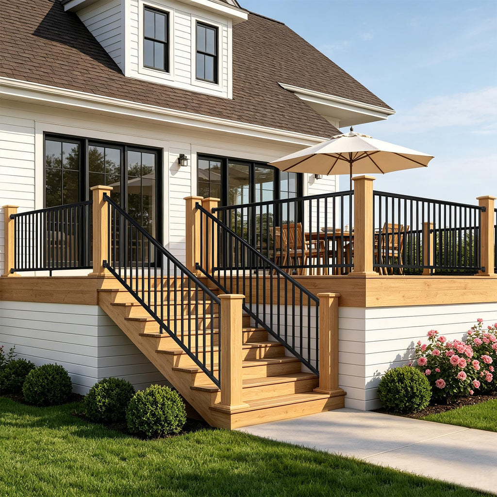 36 in. x 8 ft. Matte Black Aluminum Stair Railing Kit I8530